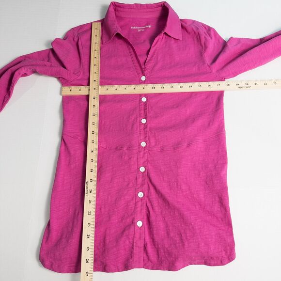 Soft Surroundings Pamplona Tunic Top Womens Petite Small Pink Cotton Button Up - Picture 4 of 14